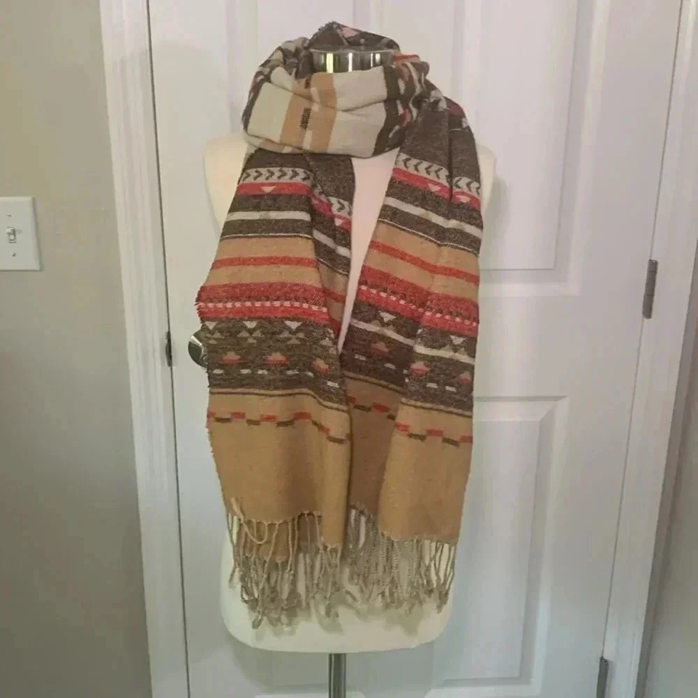 Southwestern print wool scarf